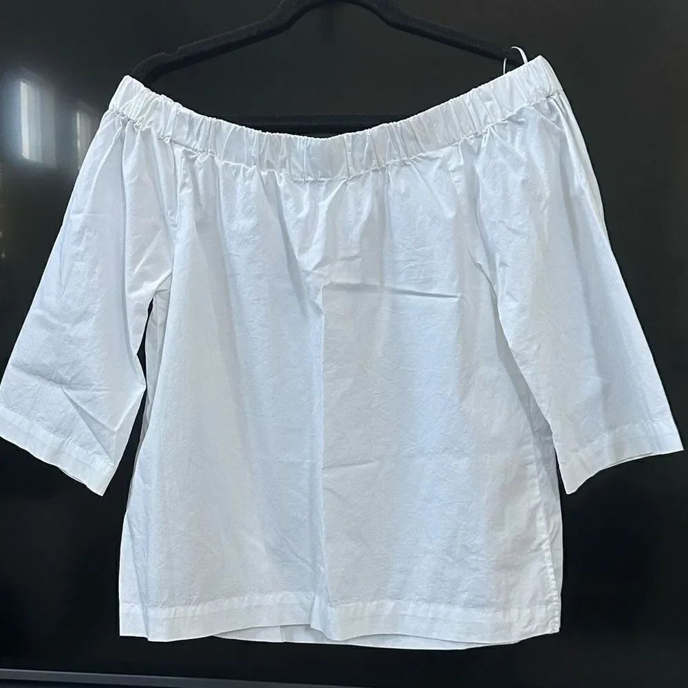 Madewell White Off shoulder Top Blouse 100% Cotton, Size M